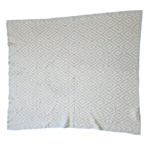 Lambs & Ivy Blue Cream Diamond Print Acrylic Baby Blanket Geometric Minimalist